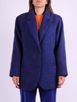 cappotto lana blu donna