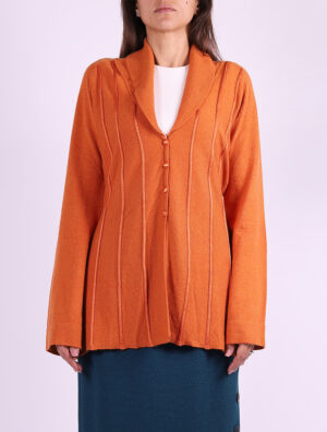 Cardigan lana arancione donna